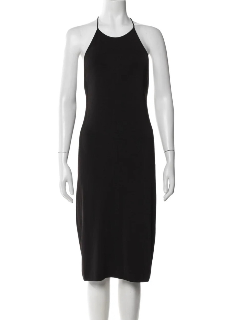 NWT Bottega Veneta Sleek Black Halter Midi Dress